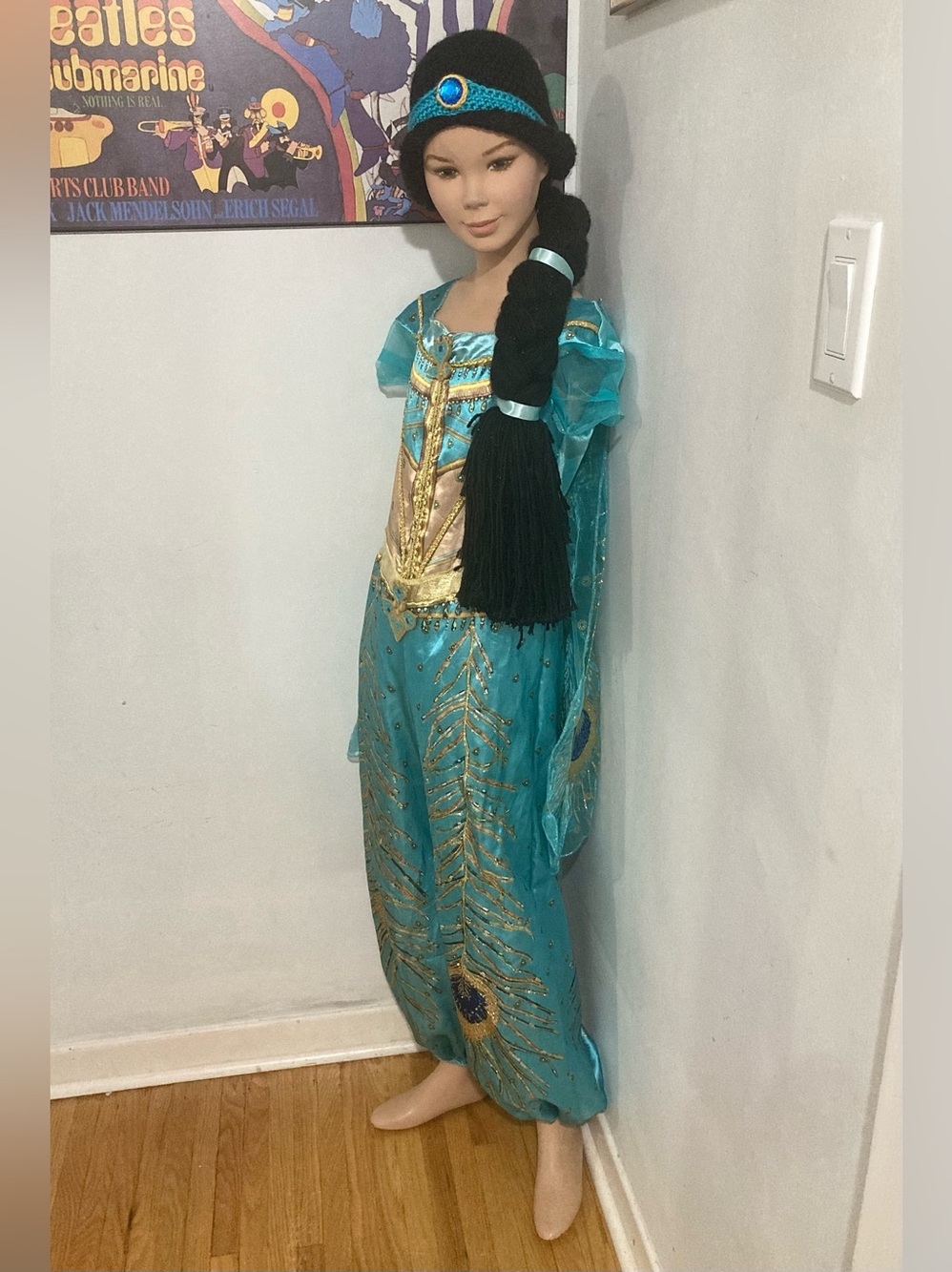 Youth Disney Princess Jasmine Costume with Custom Crochet Wig